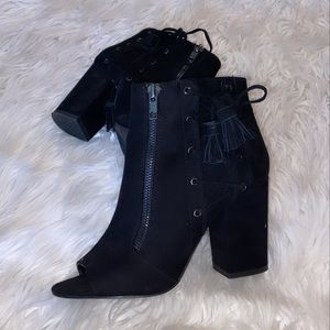 black zip up booties